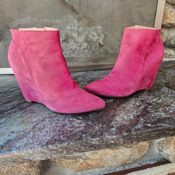 Cole Haan Winery Suede Wedge Verdi Bootie Size 8B - Picture 2 of 16